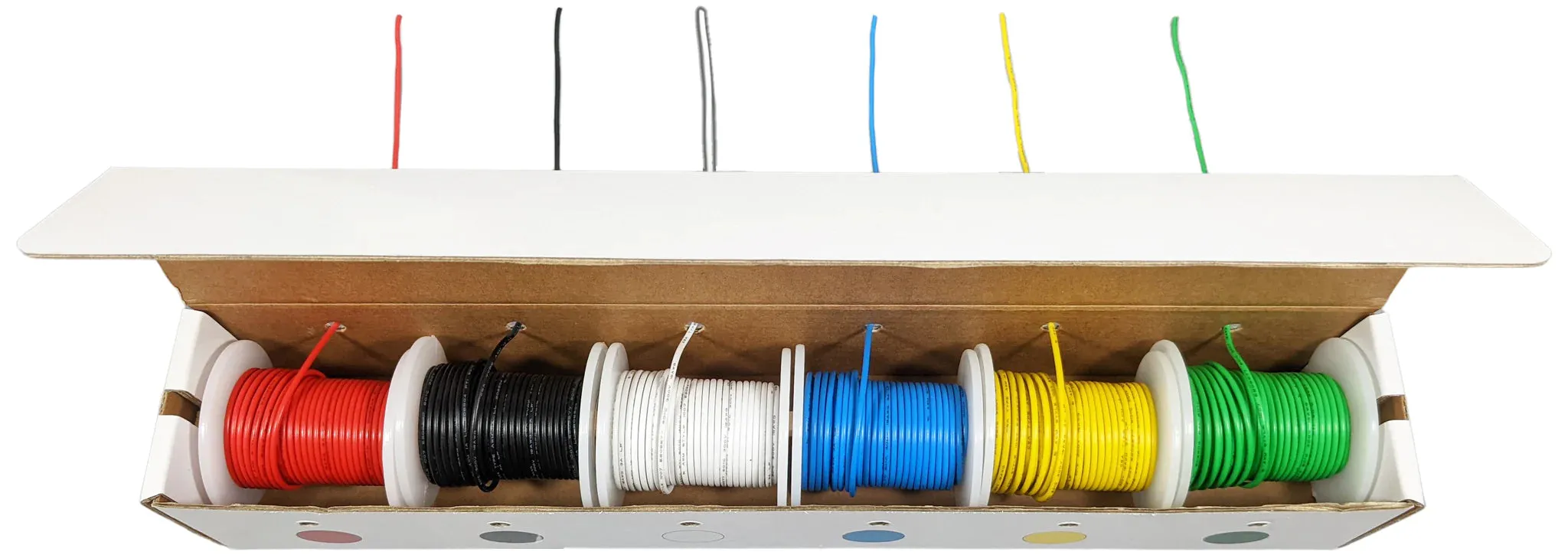 18 Gauge Hook Up Wire Kit - Solid Wire, Tinned Copper - Includes 6 Different Color 25 Foot Spools