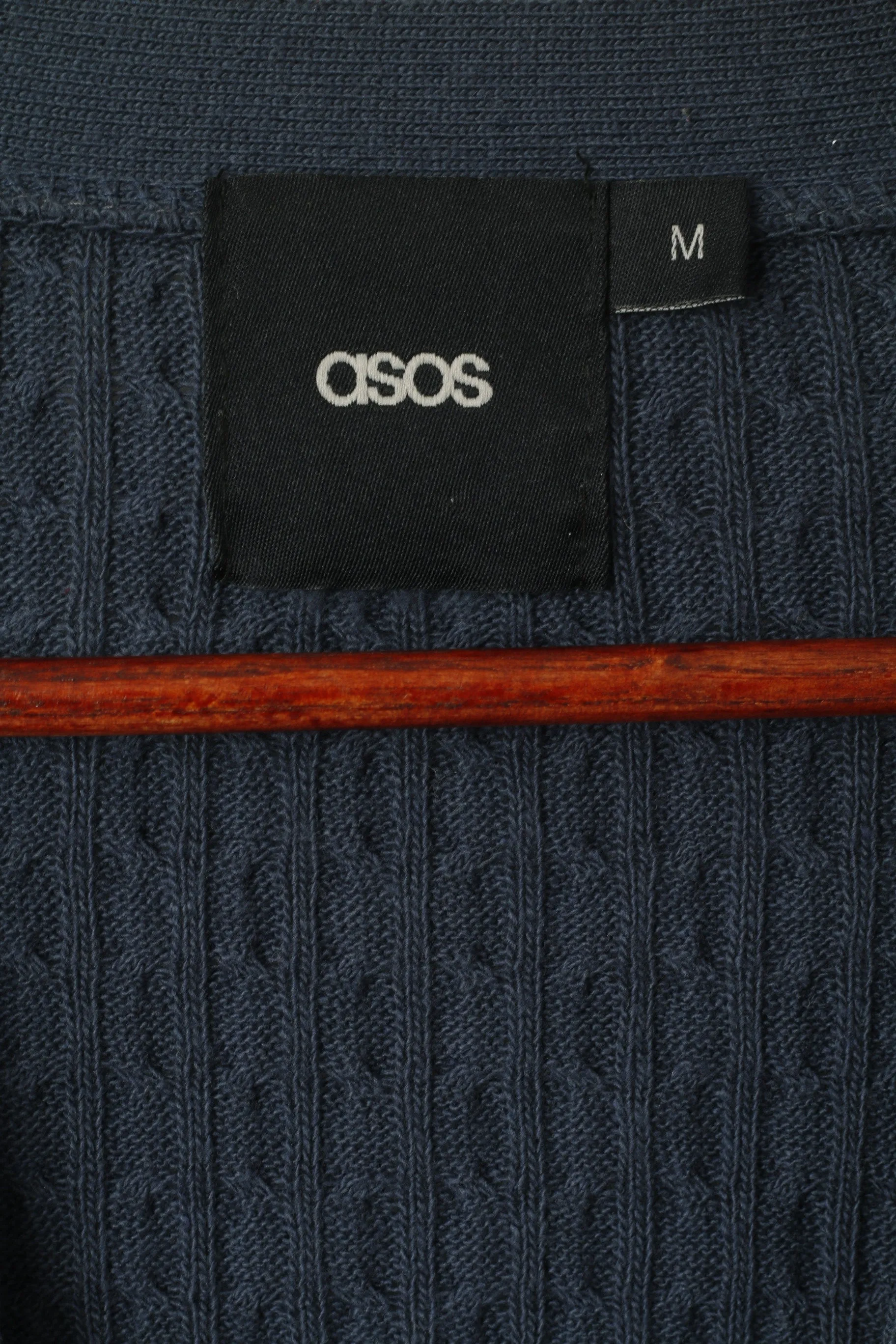 Asos Men M Button Front Cardigan Navy Knit Stretch Soft Cotton Fit Sweater