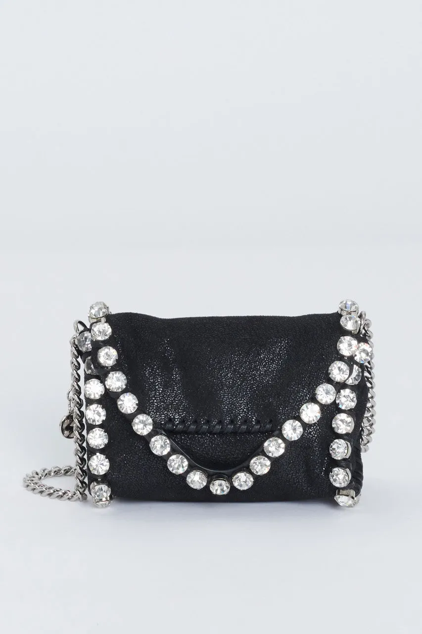 Black Falabella Tiny Crystal Preowned Bag