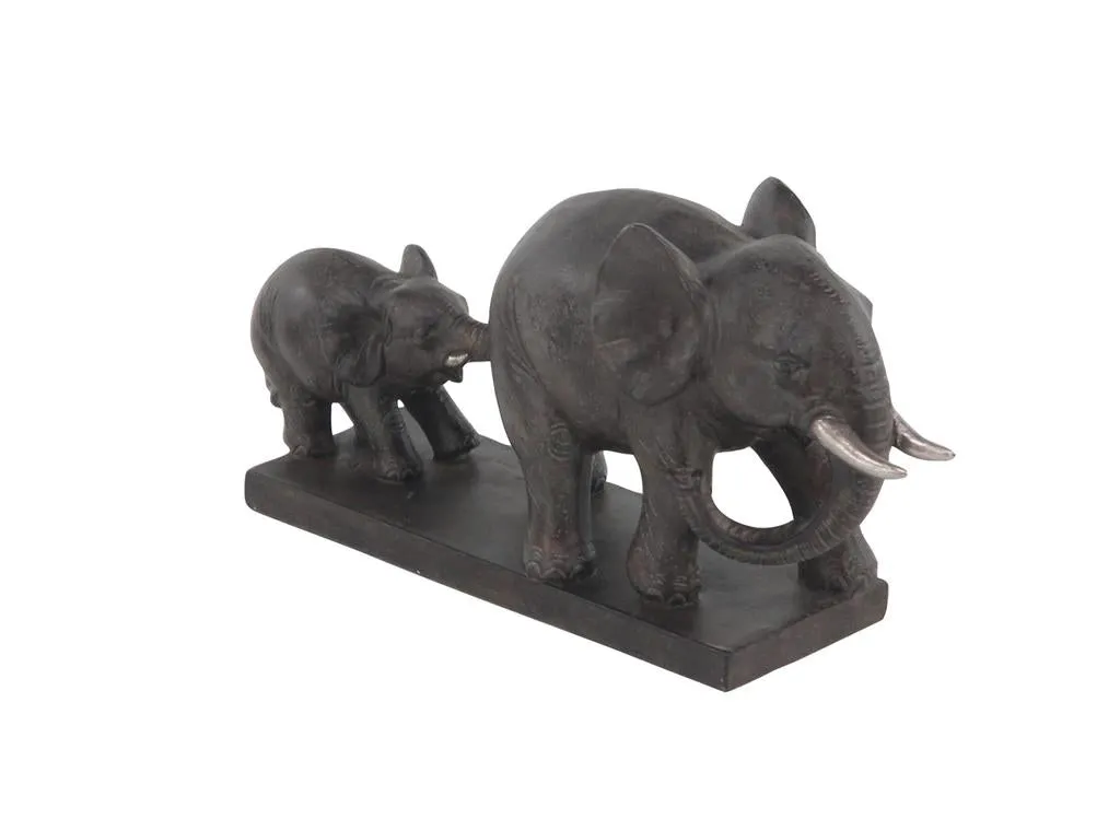 BROWN POLYSTONE ELEPHANT SCULPTURE