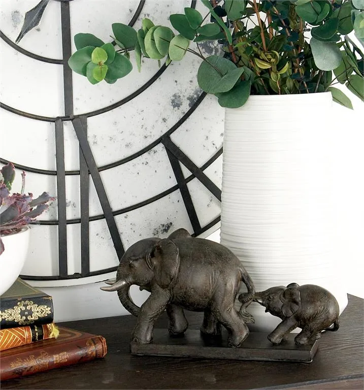 BROWN POLYSTONE ELEPHANT SCULPTURE