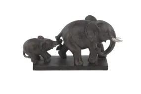 BROWN POLYSTONE ELEPHANT SCULPTURE