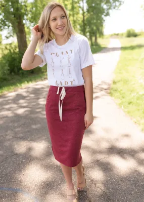 Burgundy Classic Soft Midi Skirt - FINAL SALE