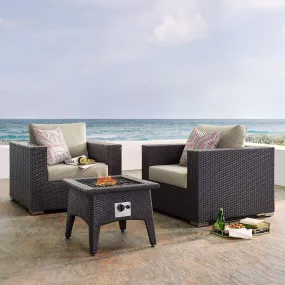 Convene 3 Piece Set Outdoor Patio with Fire Pit by Modway