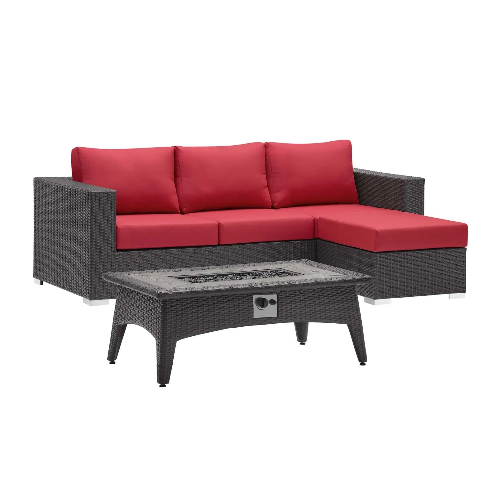 Convene 3 Piece Set Outdoor Patio with Fire Pit by Modway