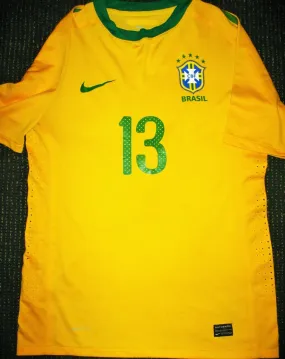 Dani Alves Brazil MATCH WORN FRIENDLY 2010 Jersey Shirt Camiseta L