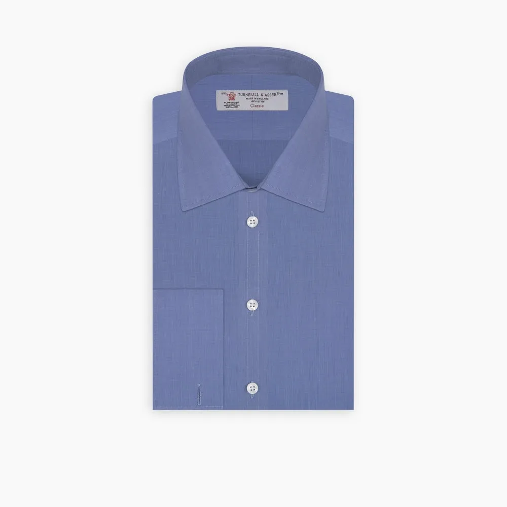 Dark Blue End-on-End Shirt with T&A Collar and Double Cuffs