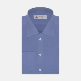 Dark Blue End-on-End Shirt with T&A Collar and Double Cuffs