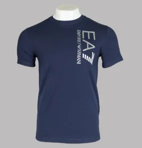 EA7 Silver Chest Logo T-Shirt Navy Blue