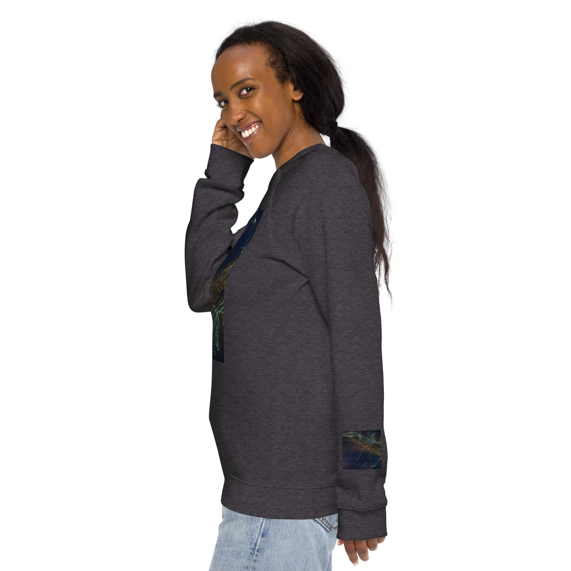 Eco-Chic Unisex Raglan Sweatshirt with Abstract Design - Shop Now!