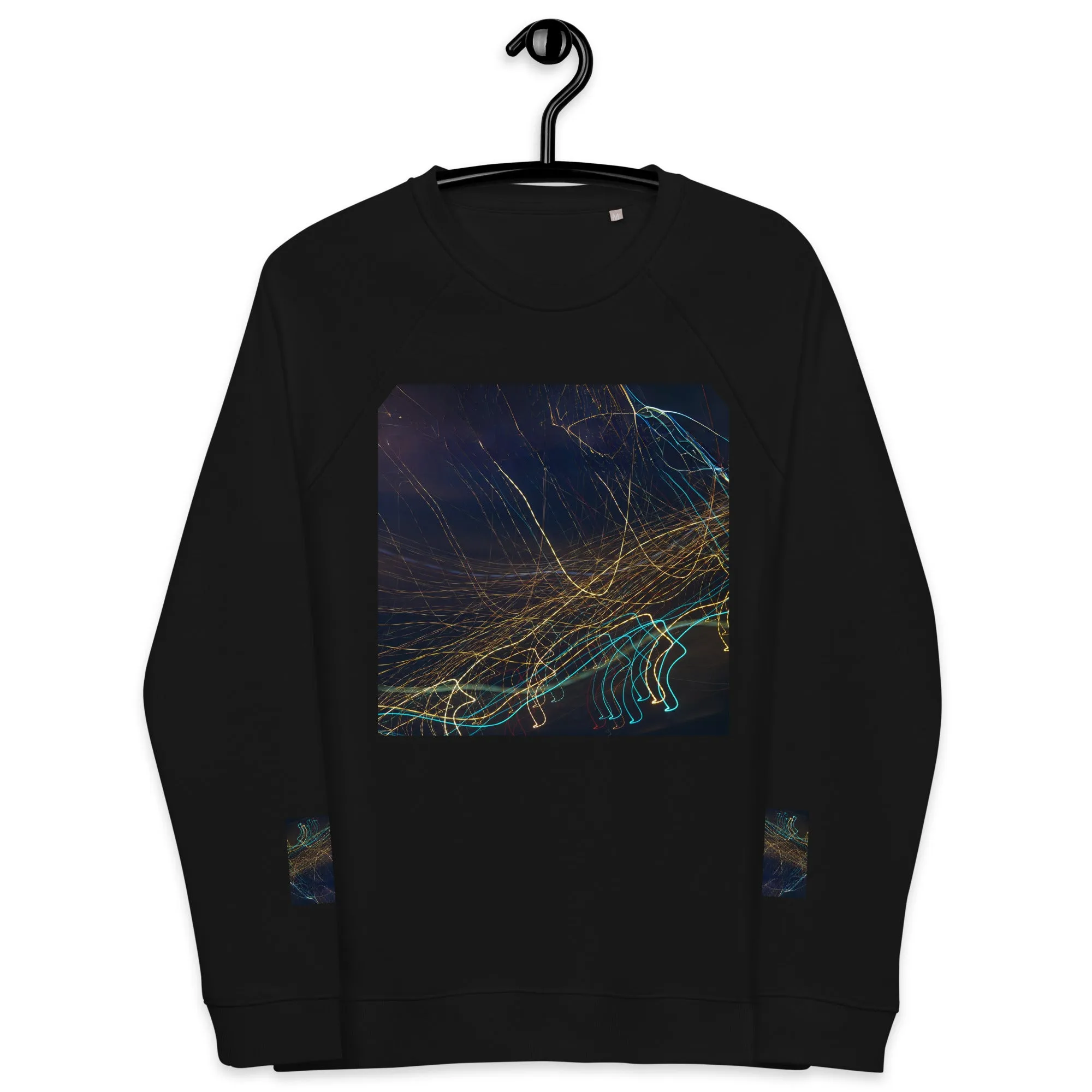 Eco-Chic Unisex Raglan Sweatshirt with Abstract Design - Shop Now!