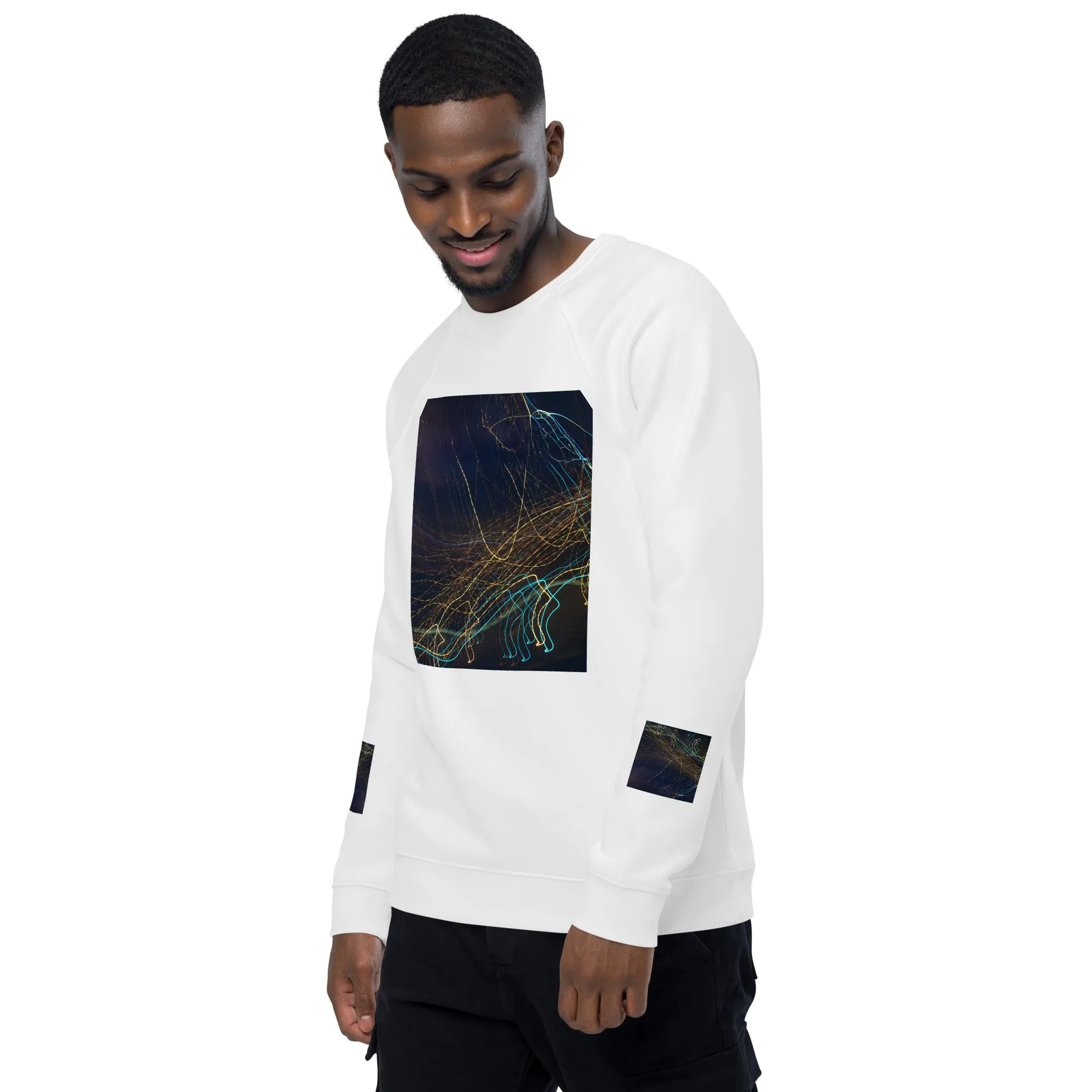 Eco-Chic Unisex Raglan Sweatshirt with Abstract Design - Shop Now!