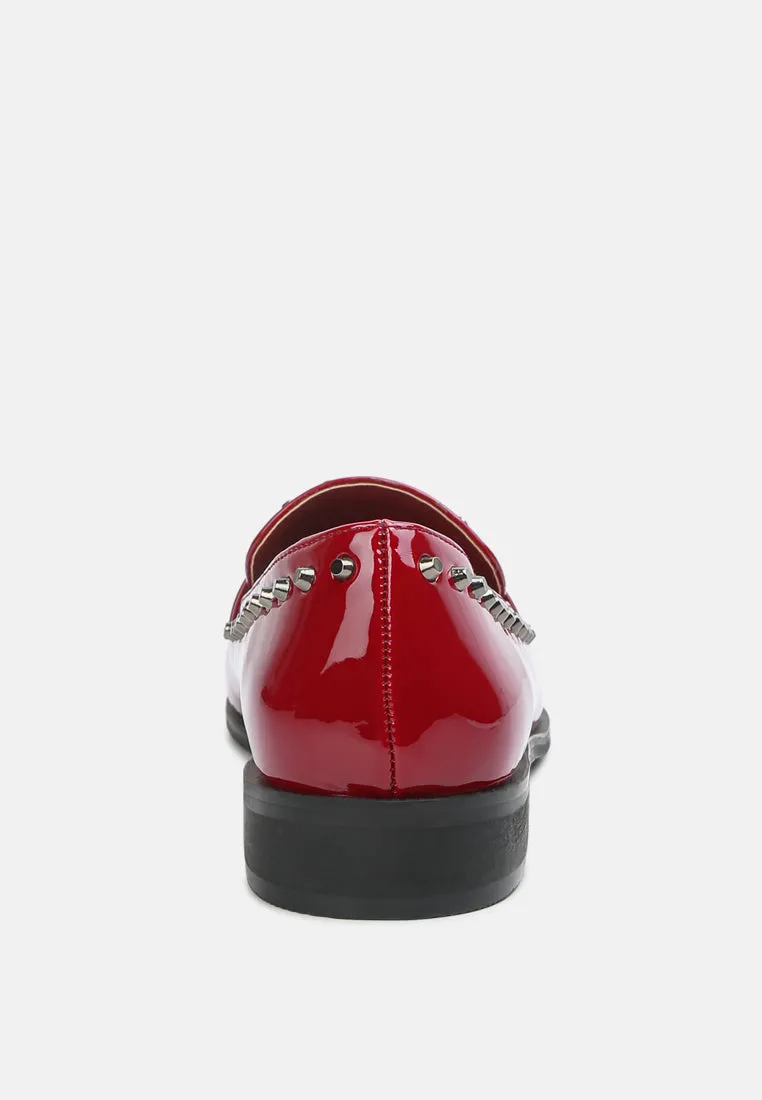 EMILIA Burgundy Patent Stud Penny Loafers