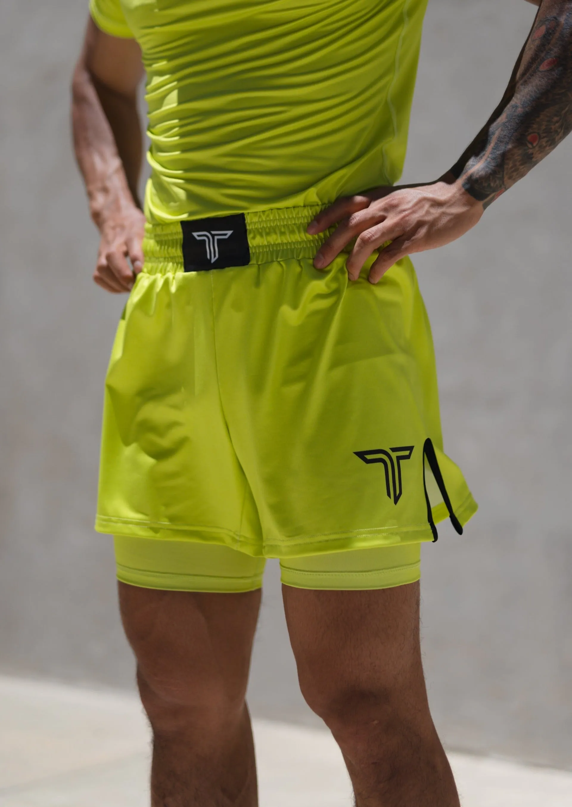 Essential Fight Shorts (5"&7“ Inseam) - Acid Green