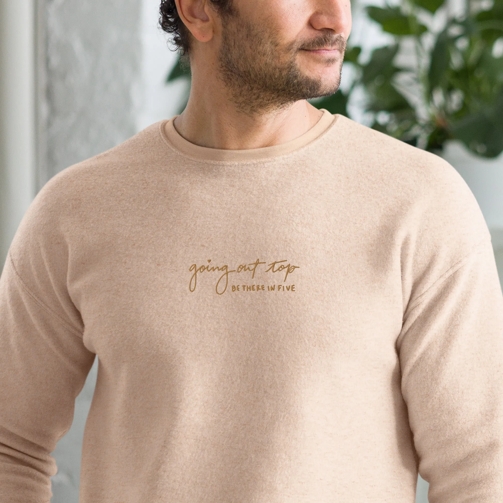 Going Out Top in Kate's Handwriting Embroidered Unisex sueded fleece sweatshirt