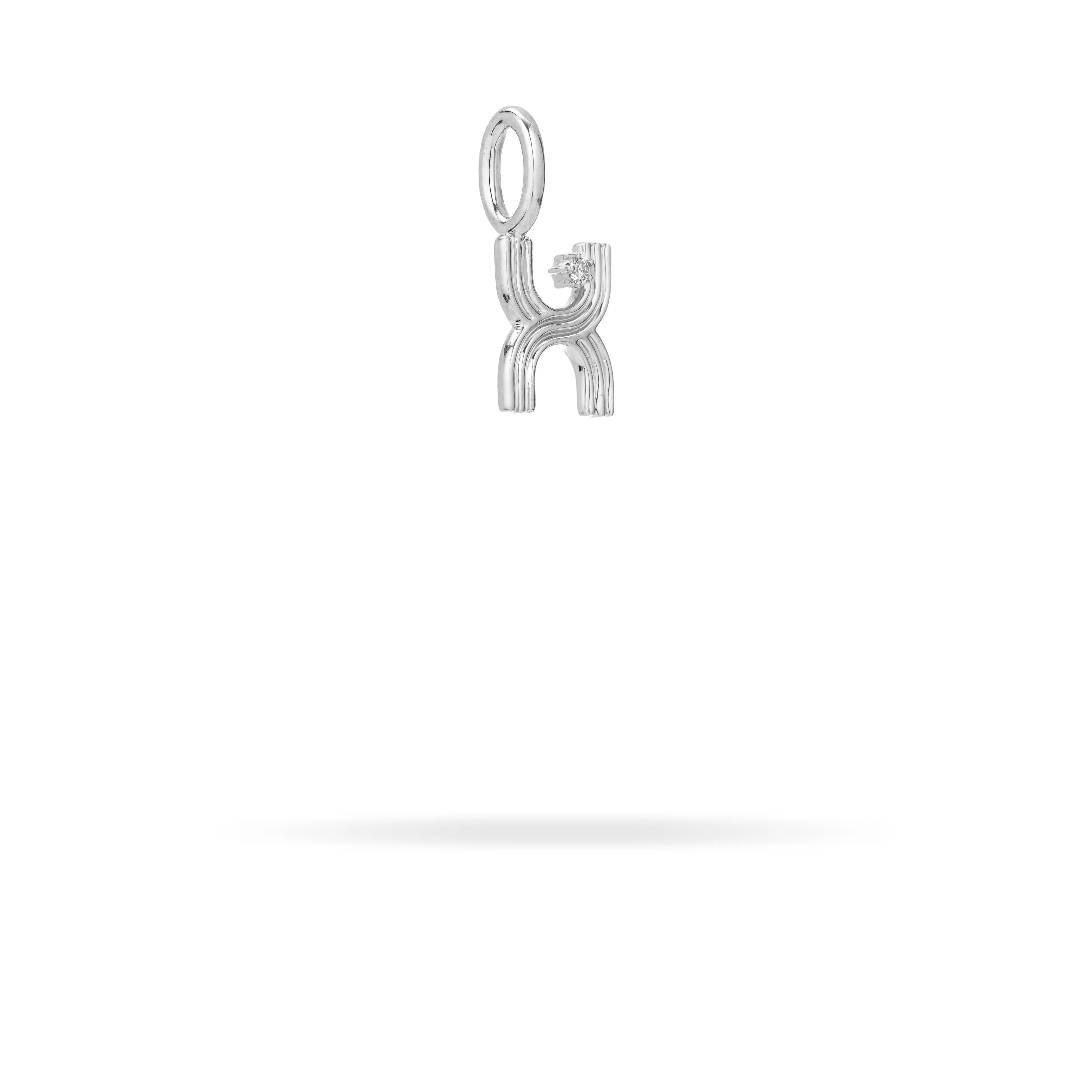 Groovy Diamond Initial Mini Bead Charm X in Sterling Silver