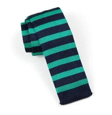 knitted tie| original 60s mod style green & dark navy blue knit ties uk