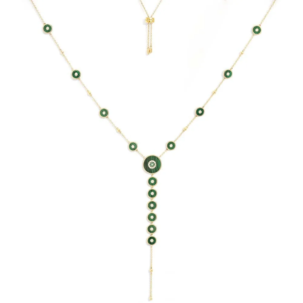 Malachite Y-Drop Adjustable Necklace