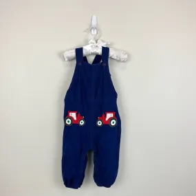 Mini Boden Cord Dungarees Starboard Blue Tractors 6-12 Months