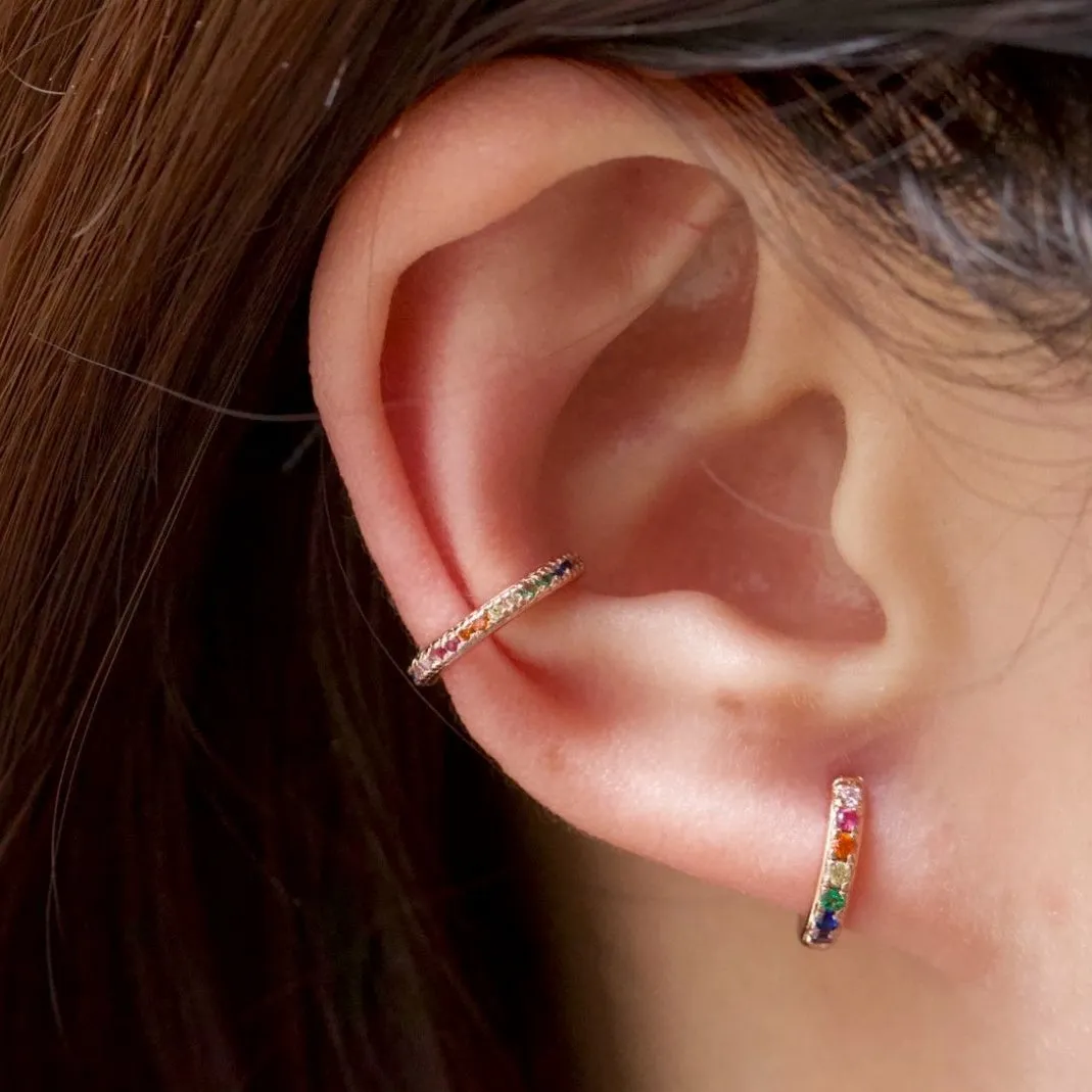 Mini Rainbow Pave Ear Cuff