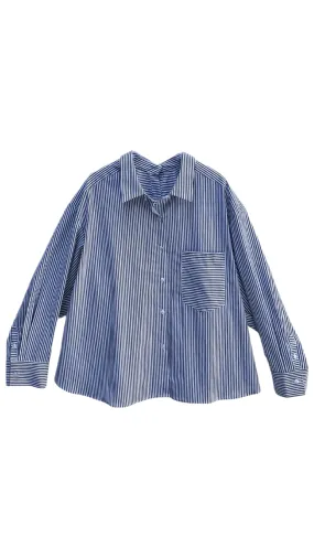 Miranda Front / Back Button Down Shirt - Blue Stripe