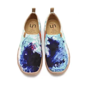 Mottled Blue Abtract Painting Men Loafers