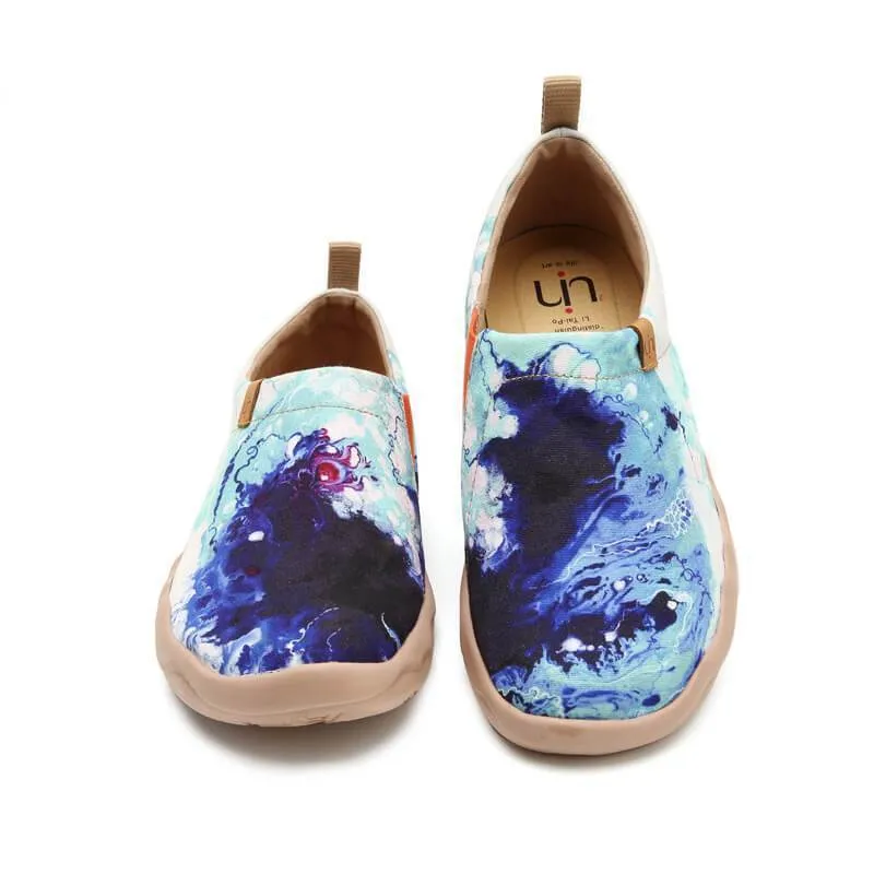 Mottled Blue Abtract Painting Men Loafers