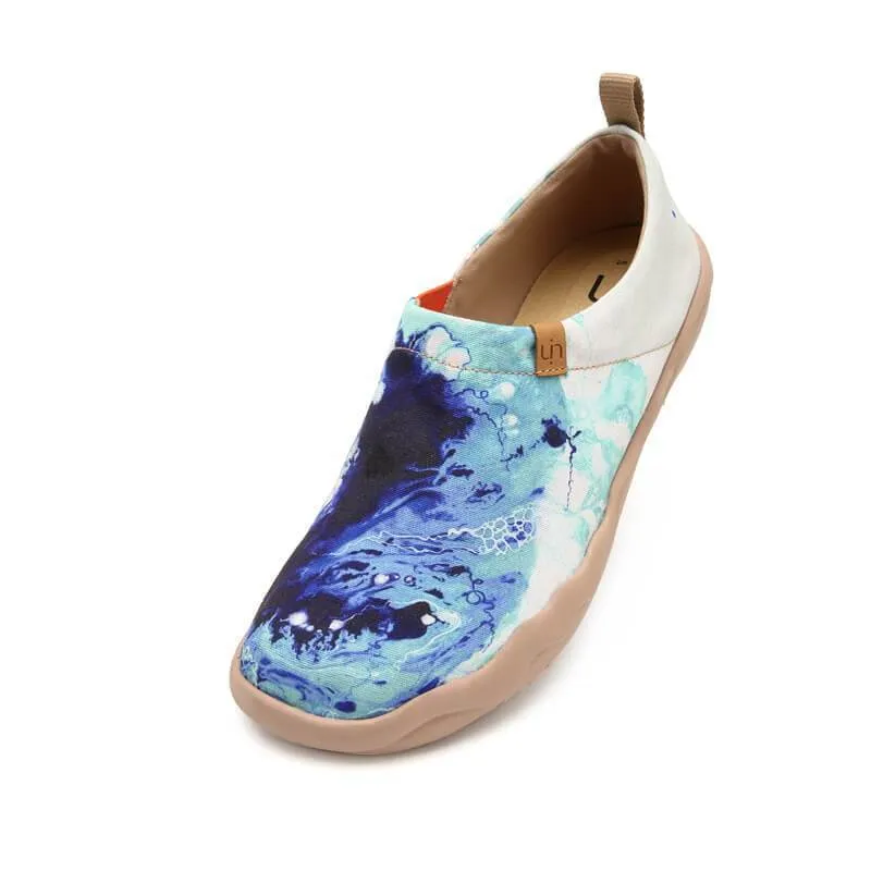 Mottled Blue Abtract Painting Men Loafers