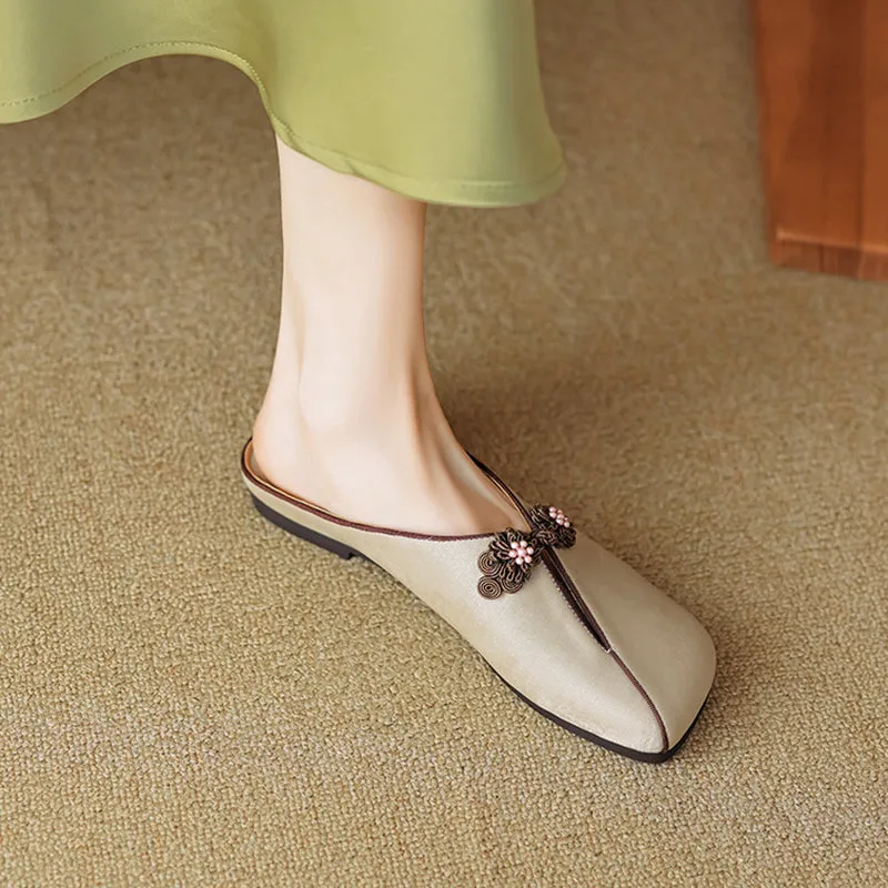 New Square Head Hollow Elegant Temperament Soft Sole Shoes