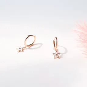 Rose Gold Star Huggie Hoop Earrings