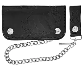 Skeleton Chained Biker Wallet - Black