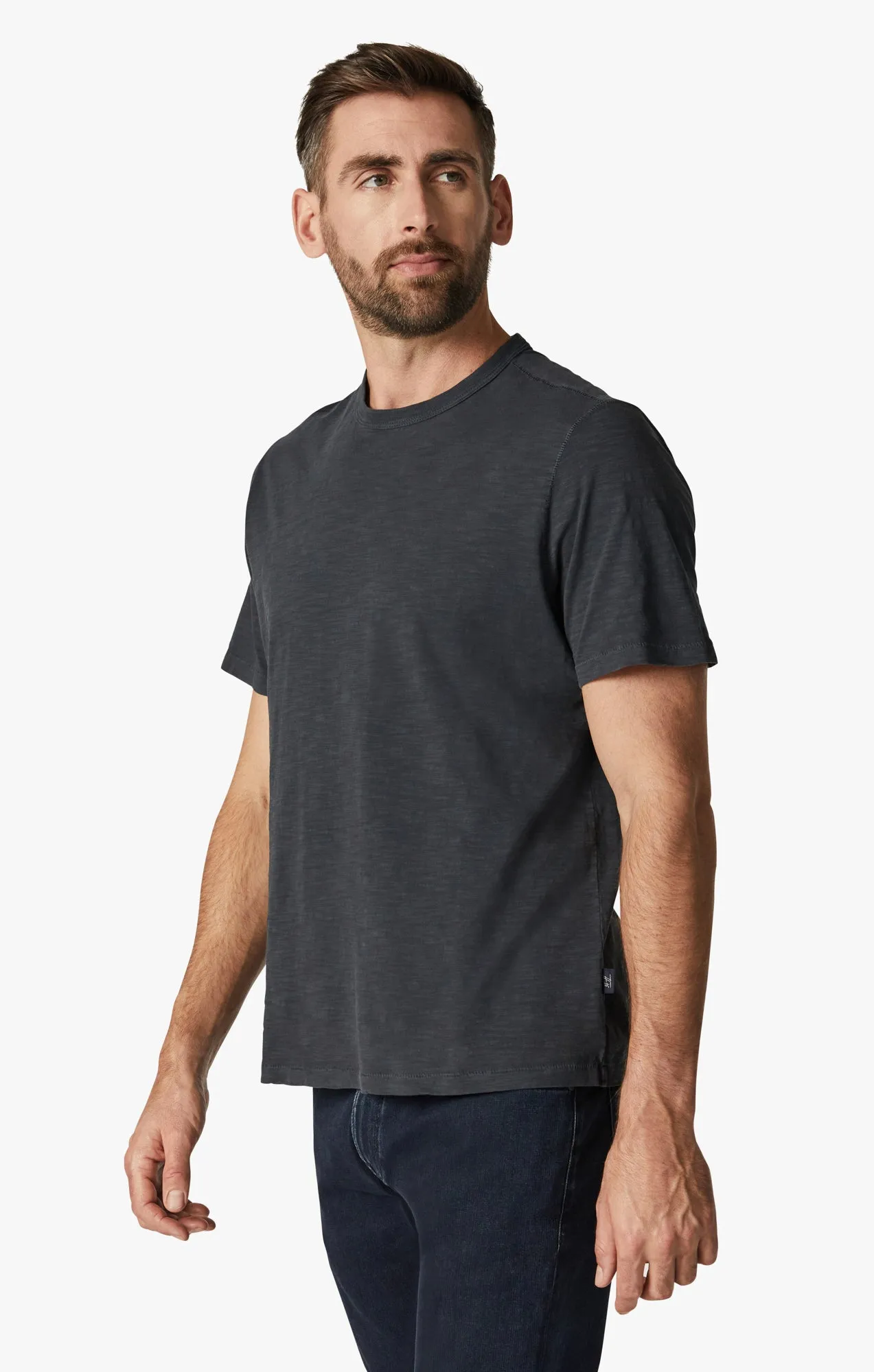 Slub Crew Neck T-Shirt in Dark Navy