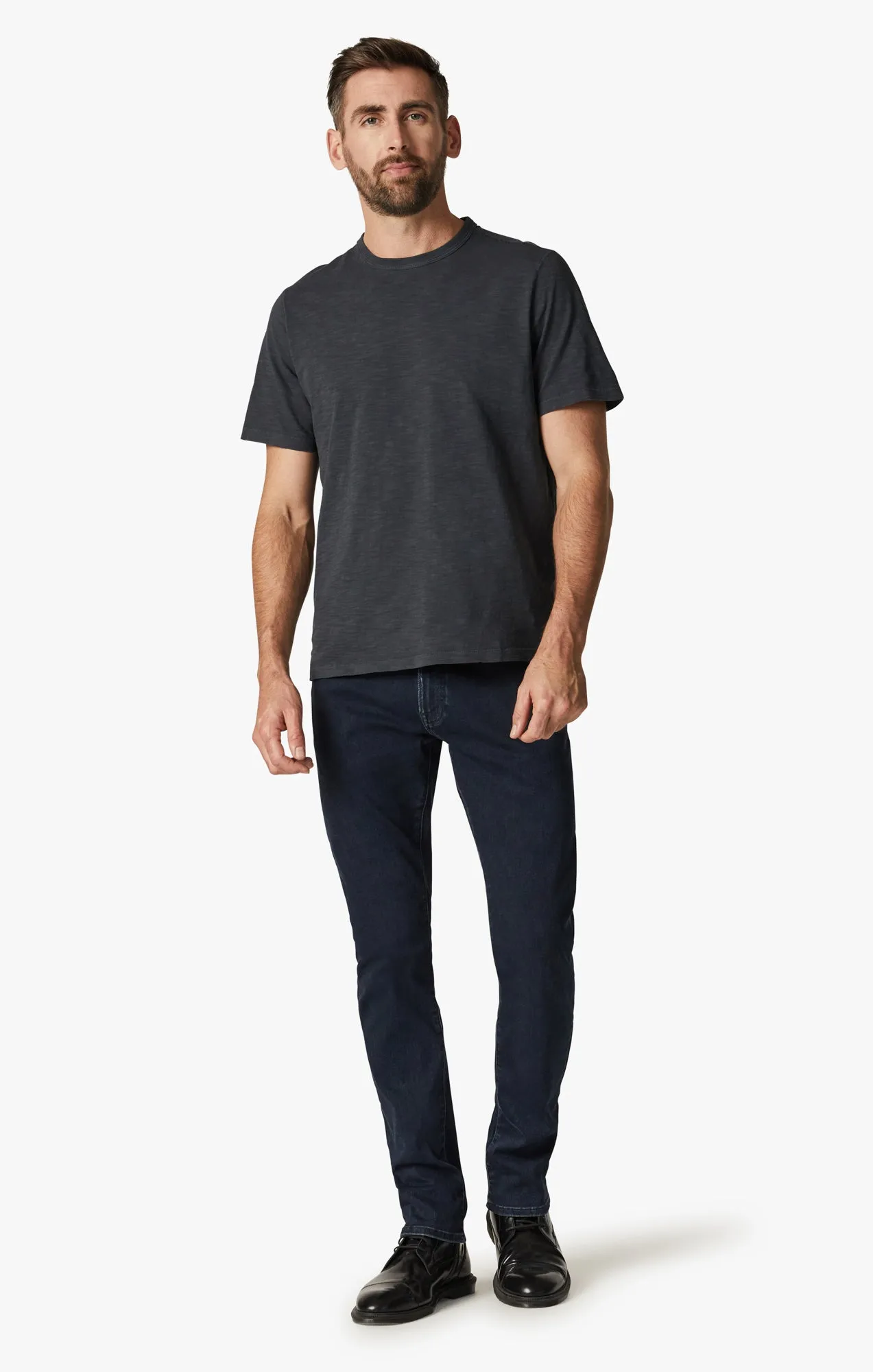 Slub Crew Neck T-Shirt in Dark Navy