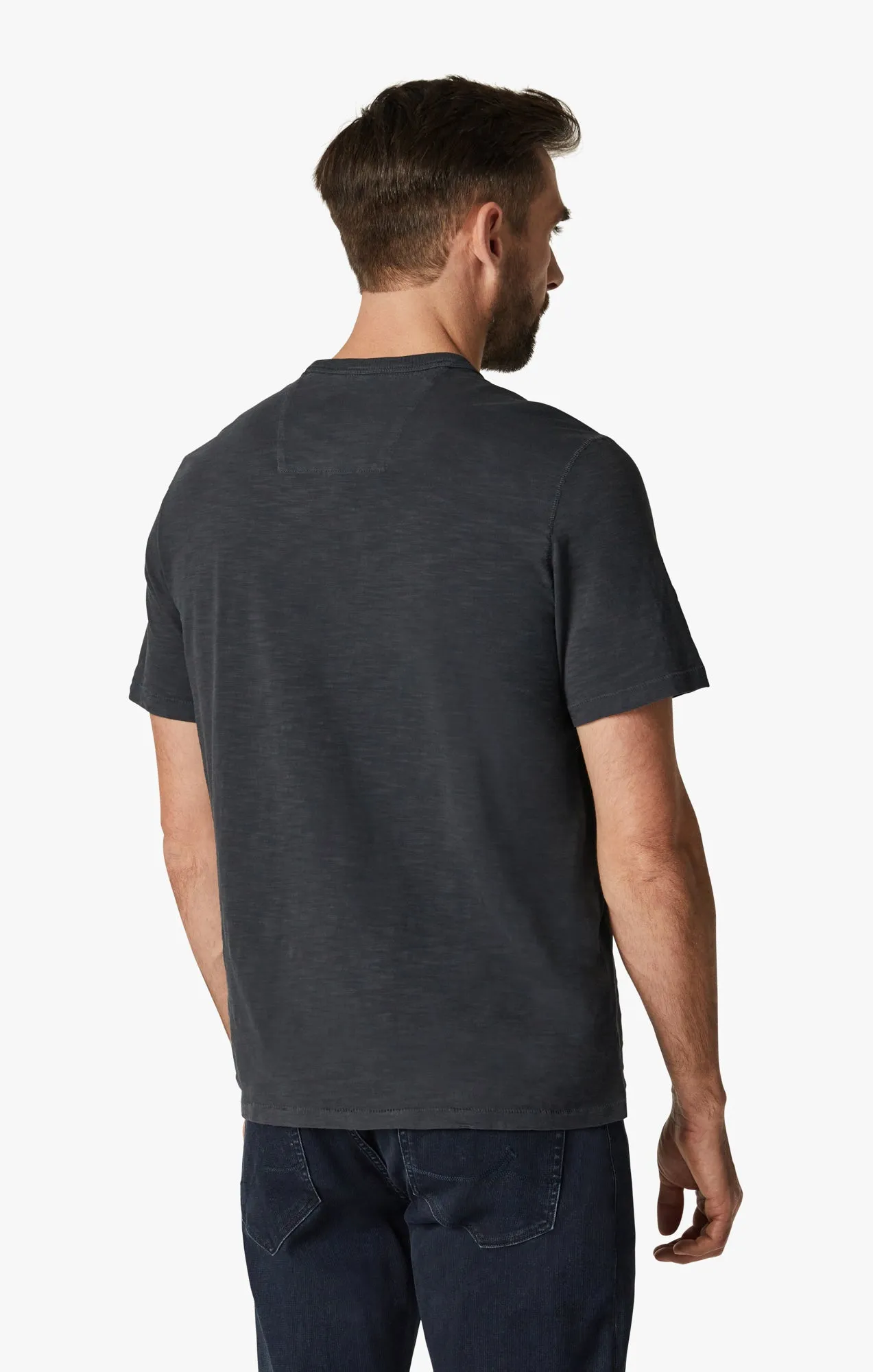 Slub Crew Neck T-Shirt in Dark Navy