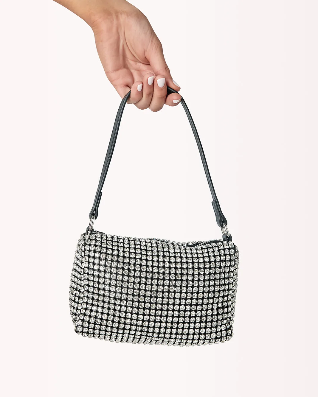 TAYAH HANDBAG - SILVER DIAMANTE-BLACK