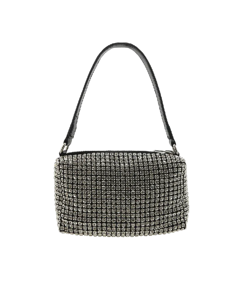 TAYAH HANDBAG - SILVER DIAMANTE-BLACK