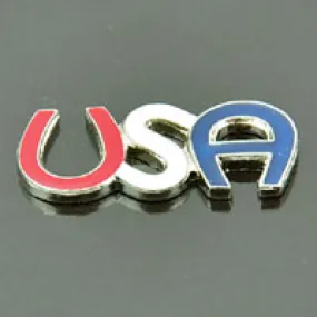 'USA' Letters Enameled Charm, USA-Red, White & Blue